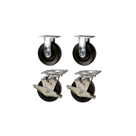 Service Caster 5 Inch Phenolic Caster Set with Ball Bearings 2 Brakes 2 Rigid SCC-30CS520-PHB-TLB-2-R520-2
