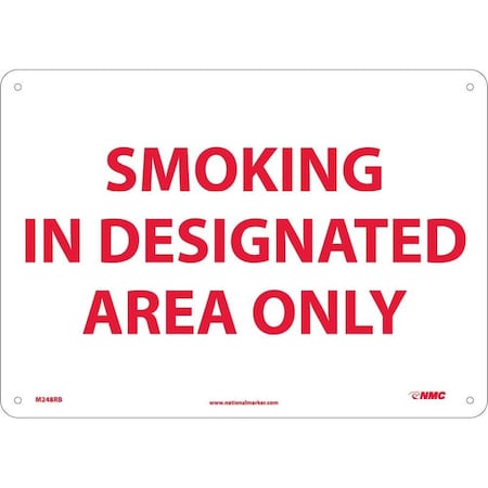 Nmc Smoking In Designated Area Only Sign, M248RB M248RB
