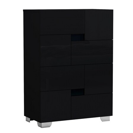 Homeroots 44" Superb Black High Gloss Chest 329646