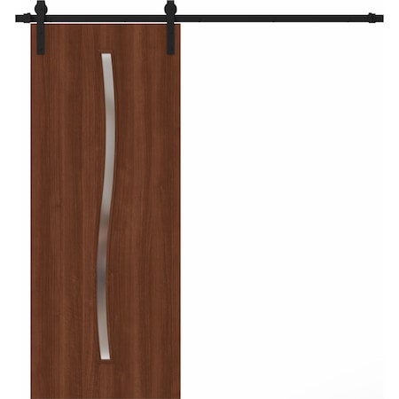 Sartodoors Modern Barn Door 18 x 96 inches, BASIC 3002 Walnut Franko, 6.6FT Rail Track Heavy Hardware Set, S BASIC3002BD-B-GOFR-1896