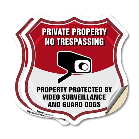 Signmission Private Property Shield Sign No Trespass, 6 inch X 6 inch, Vinyl Decal, 2PK SHI-D-2PACK-6-443