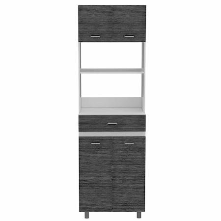 Homeroots 79in Gray Pantry Cabinet with Three Storage Shelves 403763