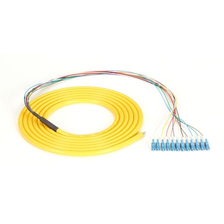 Black Box Fo Pigtail, 12 Strand, Lc Sm, Yellow, 3M FOPT50S1-LC-12YL-3