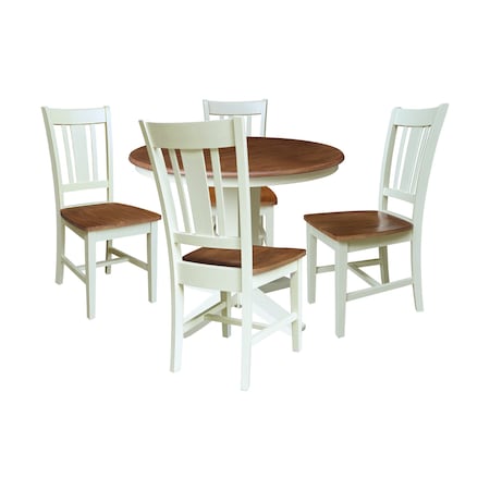 Whitewood Industries Rectangular Extension Dining Table W/ 4 Chairs, 36 in W, 30.1 in L, 48 in H, Parawood, 5 K79-36RXT-23B-C10-4