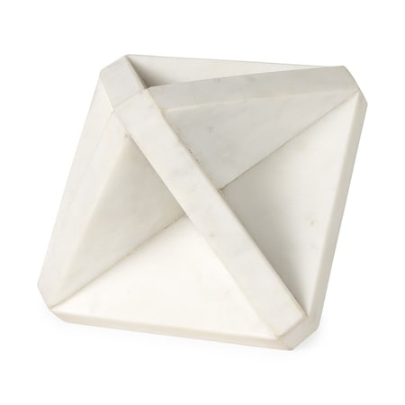 Homeroots White Marble Geometric Square Sculpture 392536