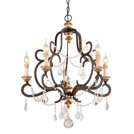 Troy Lighting Bordeaux 5 Light Chandelier 27.5 In. Parisian Brnze W Distr Gold Le F3515-PZ/DG