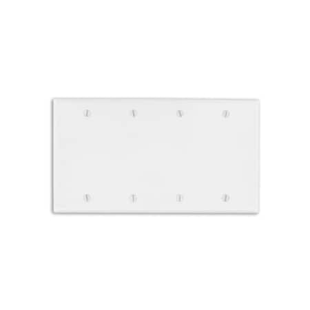 Leviton Blank Wallplate, Standard Size, Gang 4, White 88064