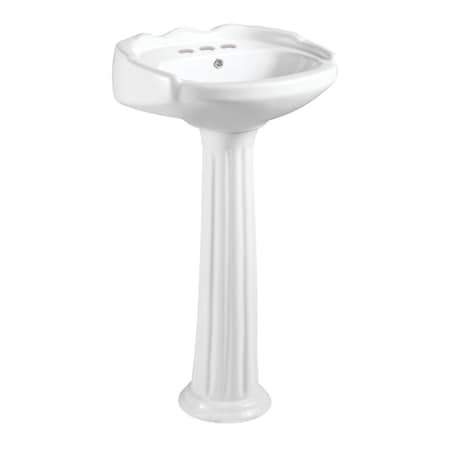Kingston Brass 20" Ceramic Pedestal Sink, 4-Inch, 3 Hole, Glossy White VPB2034