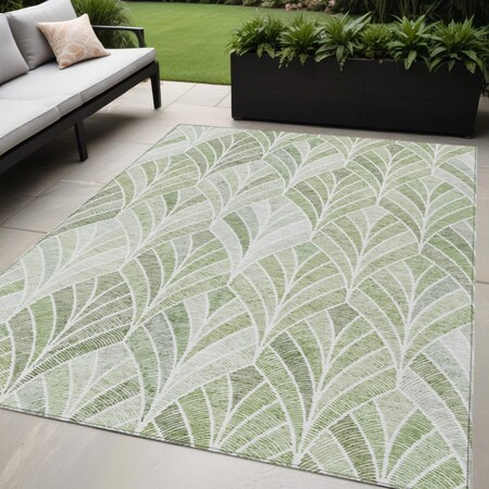 Homeroots 5' X 8' Sage Artichoke Green And Mint Green Geometric Washable Indoor Outdoor Area Rug 589243
