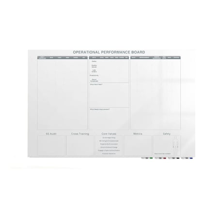 Ghent Manufacturing Aria Low Profile Glassboard, Operational Performance, Non-Magnetic, 3'H x 4'W GRPARIASN03Z-34