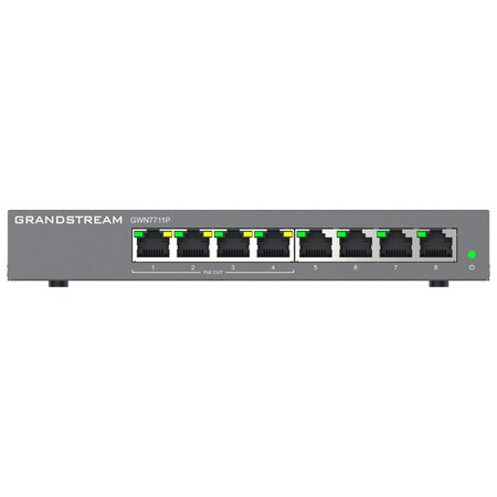 Grandstream Layer 2-Lite Managed Switch, 8 x GigE (4 PoE/PoE+ or +24VDC Output Mode) GWN7711P