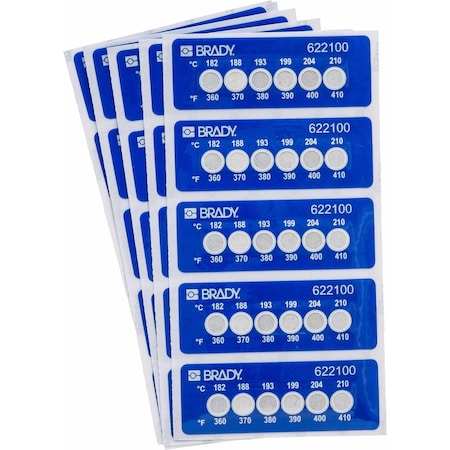 Brady Temperature Indicating Labels, Pack of 30 Labels, Temperature Threshold 360F, 30PK TIL-6-182C/360F