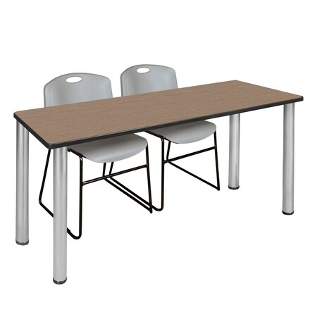 Regency Kee Training Table W/ 2 Zeng Chairs, 60 in W, 24 in L, Noble Oak MT6024NOBPCM44GY