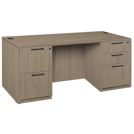 Regency Pedestal Desks, 29 in H, 66 in W X Wood, Noble Oak LDPF6630NO