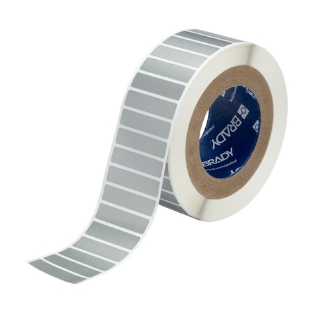 Brady Tamper-Resistant Metallized Vinyl Labels 0.5 in H x 2 in W Silver 3000/RL THT-53-362-3