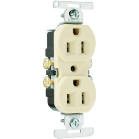 Legrand Straight Blade Receptacle, 5-15R, 15 A, 125V AC, 2 Pole, 3 Wire 3232ICACC20