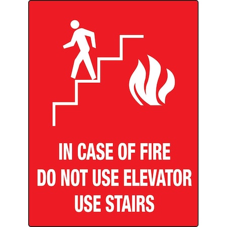 Creative Safety Supply In Case of Fire Do Not Use Elevator, Wall Sign, 10in x 7in, Peel/Stick Permanent Adhesive Wall Sign WS27005-10-PS