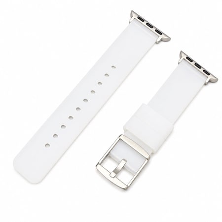 Elegani Replacement Rubber Watch Replacement Band Compatible with Apple Watch 41mm, Clear, Silver Buckle OMGSWT-CLR-41