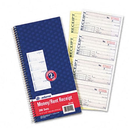 Adams Business Forms Rent Receipt  2-3/4 x 5-1/4  Carbonless Duplicate  200 Sets/Book AD31972