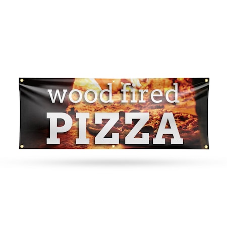 Signmission Wood Fired Pizza, 24 Inch x 72 Inch, Vinyl Banner B-72-30948