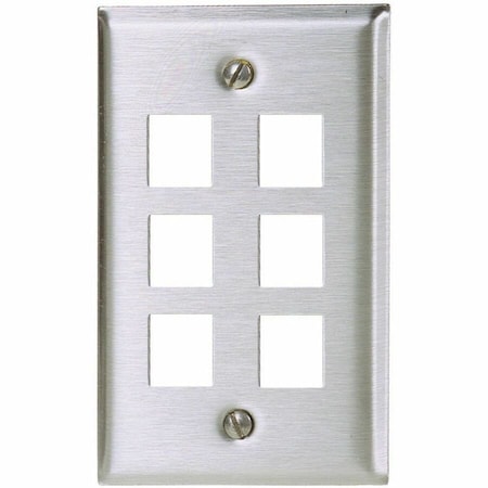 Hubbell Premise Wiring Plate, 6 Ports, Gray, Wall SSF16