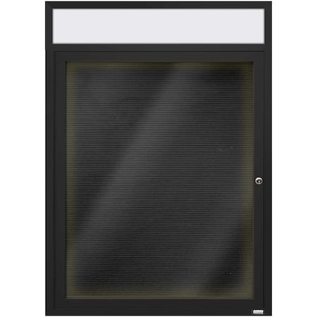 Aarco Illuminated Enclosed Letter Board Directory w/ Powder Coated Black Al Frame and Header, 36''Hx30''W ADC3630HIBK