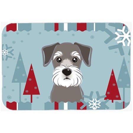 Carolines Treasures Winter Holiday Schnauzer Glass Cutting Board- Large BB1702LCB