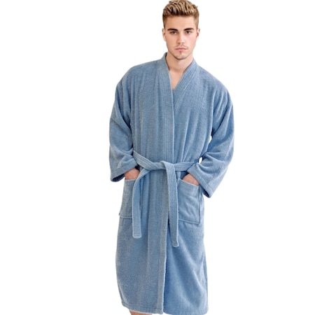 Towelsoft Unisex Men's Terry Light Blue Bathrobe One Size RM-MEN-TRY-LTBLU-OS