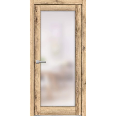 Sartodoors Solid French Door Frosted Glass Planum 2102 Oak 28x96 Solid Core Modern Interior PLANUM2102ID-DUB-2896