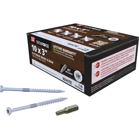 Grip-Rite DeckForce PrimeGuard Nano No, 10 x 3'' Star Drive White Screw, 1 Lb. GRDF3STWH1