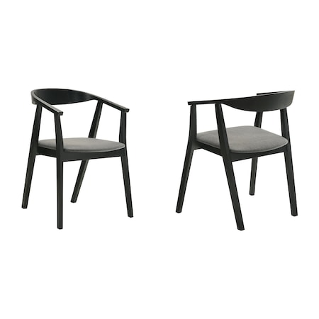 Armen Living Santana Wood Dining Chair in Black Finish with Charcoal Fabric - Set of 2 LCSACHBLKCH