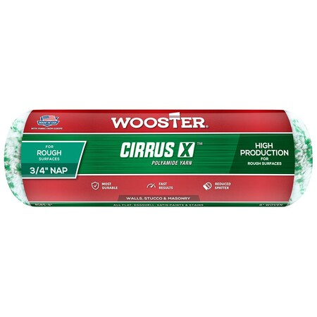 Wooster 9" x 3/4" Nap Wooster R185 Cirrus X Polyamide Roller Cover, For Rough Surfaces RR383