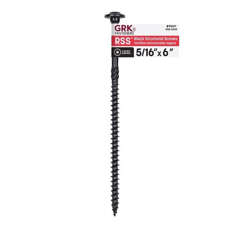 Grk Fasteners RSS Series Structural Screw, 6 in L, Coarse Thread, Washer Head, Torx Drive, Steel, Zinc-Plated, 1 95611