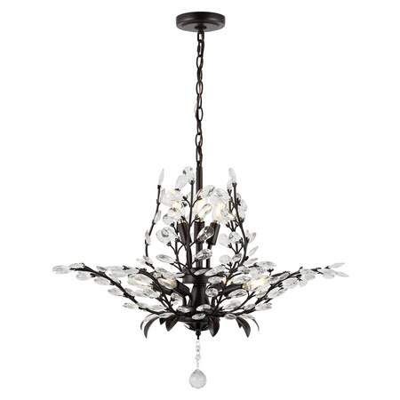 Jonathan Y Diantha 28.5" 7-Light Contemporary Bohemian Iron/Acrylic LED Pendant, Oil Rubbed Bronze/Clear JYL9549A