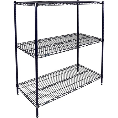 Global Industrial Nexel 3 Shelf, Nexelon Blue Wire Shelving Unit, Starter, 30"W x 18"D x 54"H B3151595
