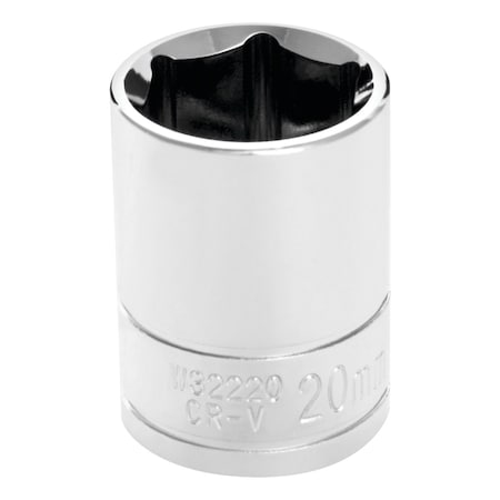 Perform Tool Socket 1/2 In Drive; 20 mm; Metric; 6 Point; Polished Nickel Chrome Plated; Vanadium Alloy Steel W32220