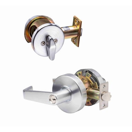 Trans Atlantic Co. LSV Series Saturn Style Commercial Cylindrical Lever with Single Cylinder, Grade 2 Entry in BC DL-LSV53DB751-US26D
