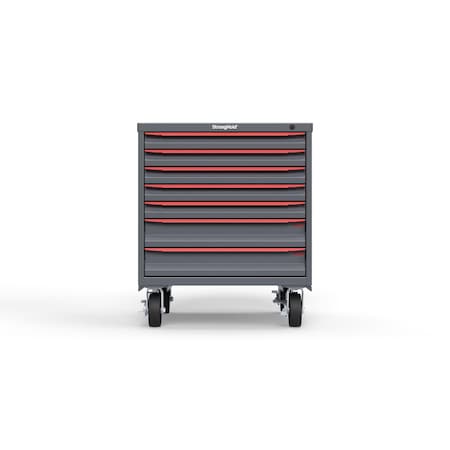 Strong Hold 7 drawer cabinet - (5x 2in, 2x 4in) - Red accents - Keyed Alike S3036-PCAAS-0701DS