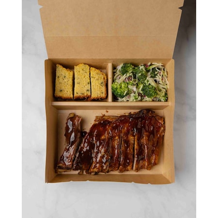 Verterra 10x10x2 PaperBoard 3 Compartment Bento Box, 120PK VT-PB-10X10-3C