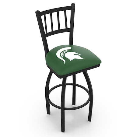 Holland Bar Stool Co 36" Blk Wrinkle Michigan State Swivel Bar Stool, Jailhouse Back L01836MichSt