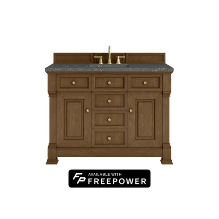 James Martin Vanities Brookfield 48 in. Single Vanity, Honey Oak w/ 3 CM Parisien Bleu Silestone Top 547-V48-HNO-FPBL