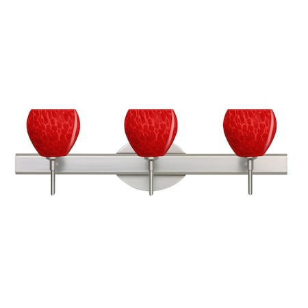 Besa Lighting Besa, Tay Tay Vanity, Red Cloud, Satin Nickel Finish, 3x40W G9 base 3SW-5605RC-SN