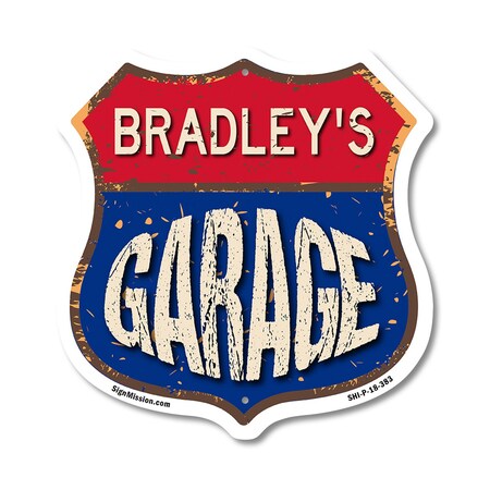 Signmission Bradley's Garage, 18 Inch X 18 Inch, Plastic Sign SHI-P-18-383-BRADLEY