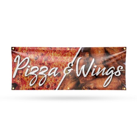 Signmission Pizza and Wings, 24 Inch x 72 Inch, Vinyl Banner B-72-30804