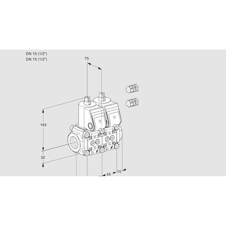 Honeywell Kromschroder Double Solenoid Gas Valve, 1/2" RP, 500 mbar, VCS 115R/N, IP65 Rated KS88100250