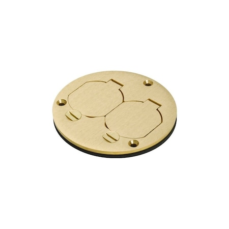 Raco 3-7/8 in. Dia Brass Duplex Cover with Lift Lids, Round 6249