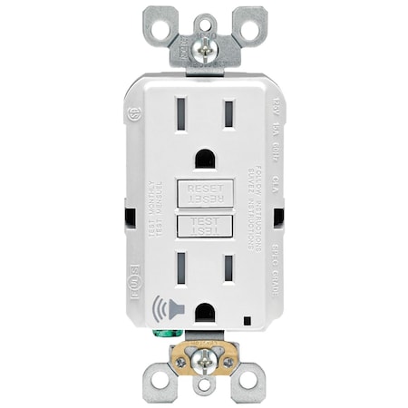 Ezgeneration 15A - 125V 5-15R Audible GFCI Receptacle - White EZ3308518