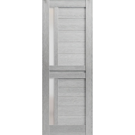Sartodoors Slab Barn Door Panel 18 x 84in, Veregio 7288 Light Grey Oak W/ Frosted Glass, Pocket Closet Sliding VEREGIO7288S-OAK-1884