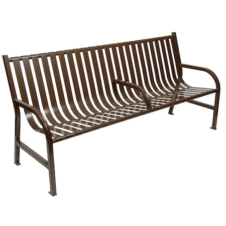 Witt Industries Outdoor, Slatted Metal Bench with Center Arm, Brown M6-BCH-ARM-BN