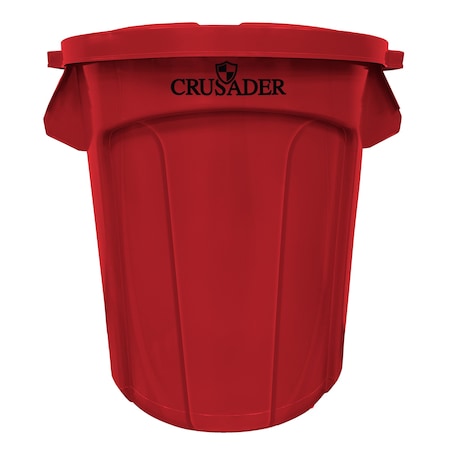 Crusader Round Heavy-duty Utility Container, 20 Gal, 19-1/2in Dia. x 22-9/10in H, PE, Red, NSF CTC-20RD